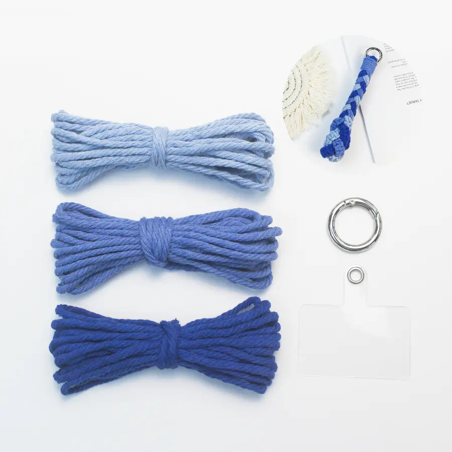 Macrame Kit for Beginners | DIY 3-Strand Braid Square Knot Macrame Keychain Wrist Strap Craft Kit