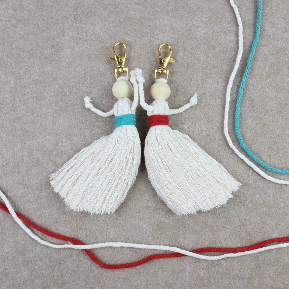 Girl Weaving Keychain Craft Kit Macrame Kit | Fringe Skirt | DIY Valentine's Gift, Beginner-DIY