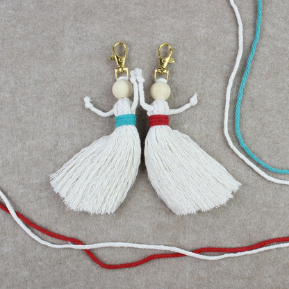 Girl Weaving Keychain Craft Kit Macrame Kit | Fringe Skirt | DIY Valentine's Gift, Beginner-DIY