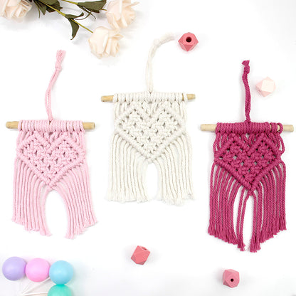 Macrame Kit Mini Love Tapestry Weaving Kit | Driftwood+Fringes | Car Mirror/Home Decor | Beginner-Friendly