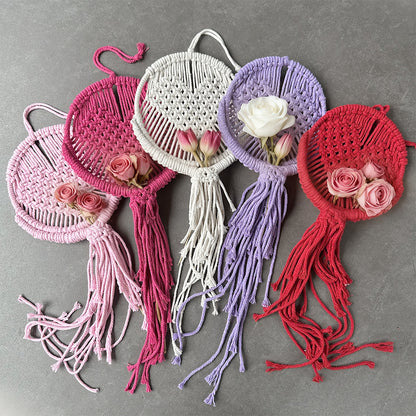 Macrame Kit for Beginners, Handwoven Heart Dry Flower Hanger, Aesthetic Wall Tapestry Ornament, DIY Weaving Supplies for Wedding Background, Home & Homestay Soft Decoration