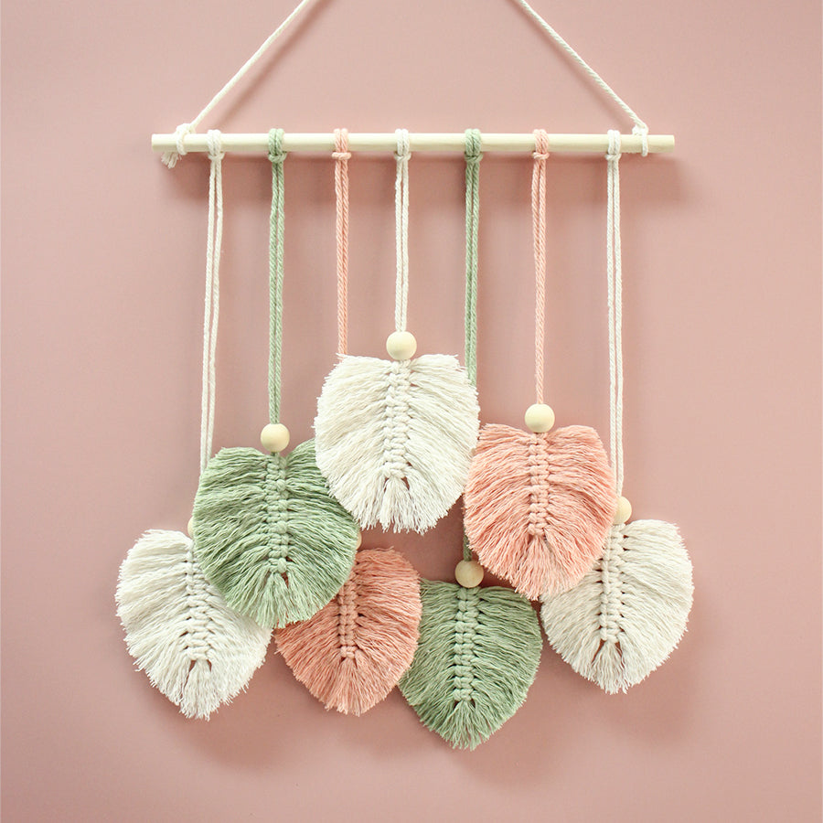 Macrame Kit Leaf Tapestry Weaving Kit | Bohemian Style | Adjustable Length | Bedroom/Living Room/Hallway Decor | Beginner-Friendly