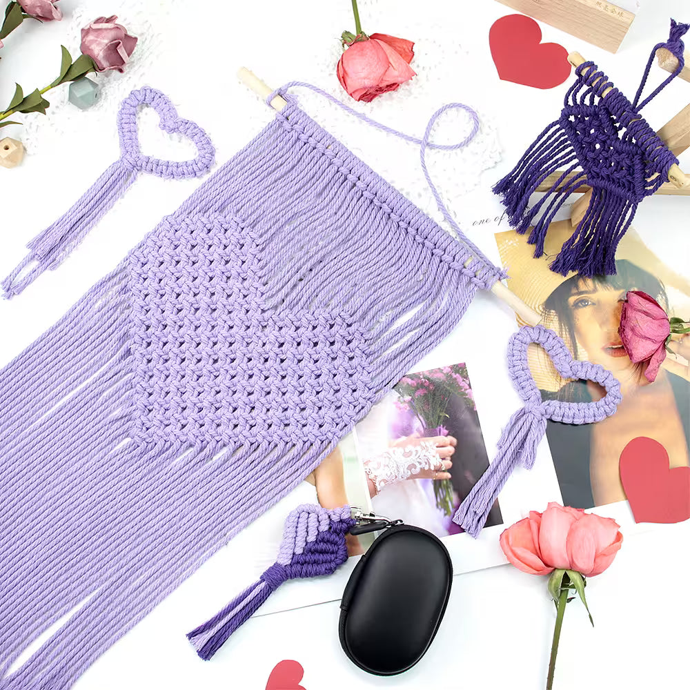 Macrame Kit for Beginners, Boho Heart DIY Craft Kit, Make 5 Heart Macrame Ornaments
