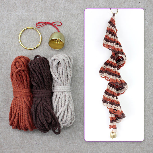 Macrame Kit Spiral Wind Chime Weaving Kit | Gradient Color | Wave Shape | Gold Bell | Beginner Weaving