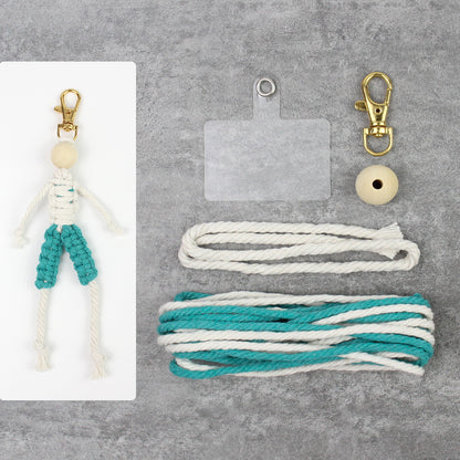 Macrame Kit: Boy-shaped Keychain Weaving Craft Material Package, including tutorials, complete materials, vivid and lifelike, multiple colors available. Keychain, small accessory, creative gift, suitable for beginners and DIY enthusiasts.