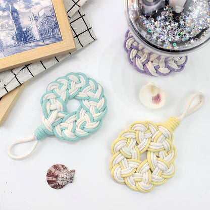 Macrame Kit Round Lace Coaster Weaving Kit | Light Color Elegance | Color Edging | Heat Pad | Beginner Weaving | Fits Most Cups