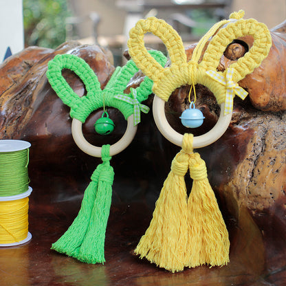 Macrame Kit Rabbit Ear Car Ornament Weaving Kit | Cute Rabbit | Animal Pendant | Beginner Weaving | Car Decoration | Handmade Gift