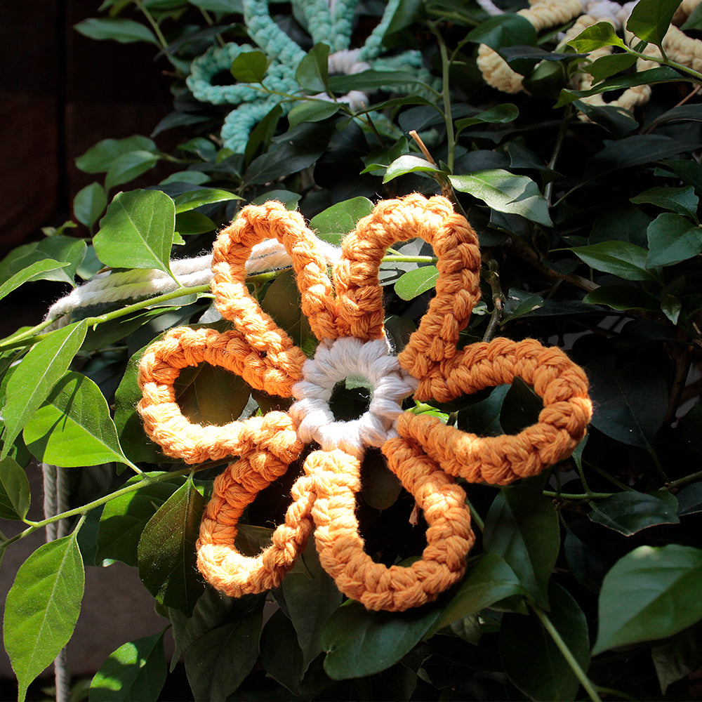 Six-Petal Flower Macrame DIY Kit - Polyester-Cotton Weaving Supplies with English Tutorial | Handmade Craft Set