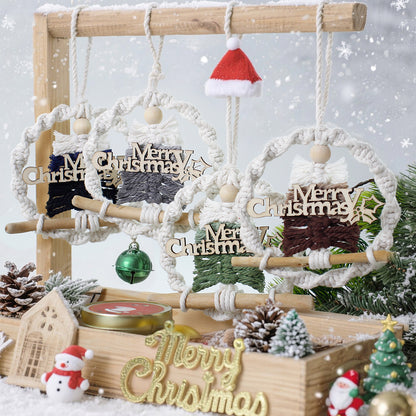 Gradient Christmas tree wreath weaving pendant material kit, macrame kit, Christmas decoration for cars, DIY accessories for bags, home holiday decorations for beginners