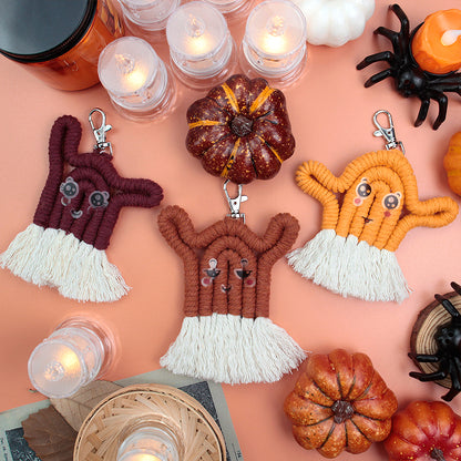Halloween Ghost Macrame DIY Kit - Handmade Weaving Supplies with English Tutorial | Whimsical Holiday Craft Set