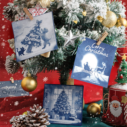 Christmas Cyanotype DIY Kit - 5 Sheets Sun Art Paper + 1 Christmas Film, Retro Printing/Mini Cyanotype Cards, For Beginners cyanotype set Retro Photography