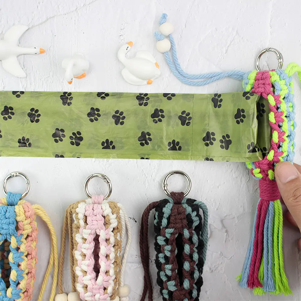 Macrame Kit for Beginners, Boho Pet Waste Bag Holder DIY Kit, Handmade Gift
