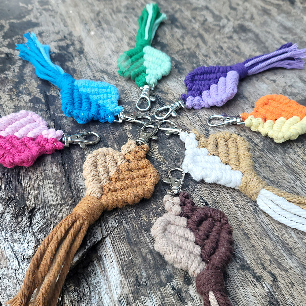 Macrame Keychain DIY Kit - Heart-Shaped Handmade Weaving Supplies with English Tutorial | Craft Set