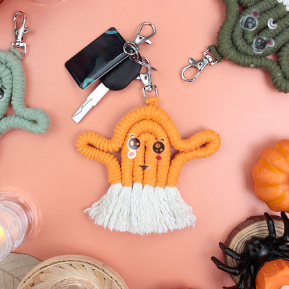 Halloween Ghost Macrame DIY Kit - Handmade Weaving Supplies with English Tutorial | Whimsical Holiday Craft Set