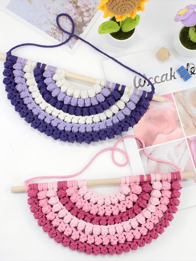 Macrame Kit Semicircle Tapestry Weaving Kit |  Design | Gradient/Contrast Option | Bedroom/Living Room Decor | Beginner-Friendly