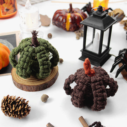 Halloween Pumpkin Macrame DIY Kit - Handmade Weaving Supplies with English Tutorial | Holiday Craft Set