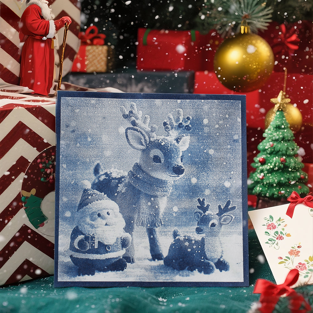 Christmas Cyanotype DIY Kit - 5 Sheets Sun Art Paper + 1 Christmas Film, Retro Printing/Mini Cyanotype Cards, For Beginners cyanotype set Retro Photography