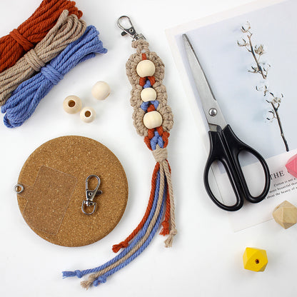 Wood Bead Fringe Keychain Weaving Kit Macrame Kit | Multi-Colors | Exquisite Design | Phone Pendant/Keychain | Beginner DIY Set