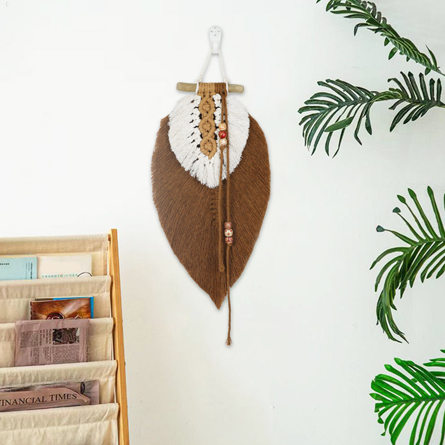 Macrame Kit Leaf Tapestry Weaving Kit | Avocado/Caramel Tones | Bohemian Style | Bedroom/Living Room Decor | Beginner-Friendly