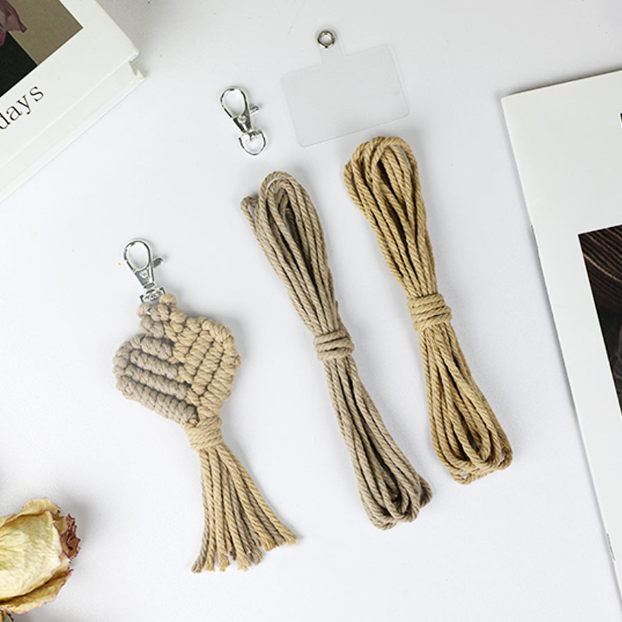 Macrame Keychain DIY Kit - Heart-Shaped Handmade Weaving Supplies with English Tutorial | Craft Set
