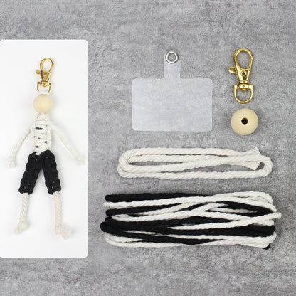Macrame Kit: Boy-shaped Keychain Weaving Craft Material Package, including tutorials, complete materials, vivid and lifelike, multiple colors available. Keychain, small accessory, creative gift, suitable for beginners and DIY enthusiasts.