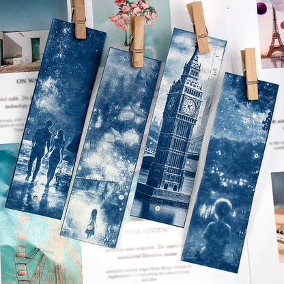 Handmade Cyanotype Bookmark Material Pack - 24 Sheets 414cm Light-Sensitive Cyanotype Paper + 24 Tassels, Sun Printing Paper Retro Photography, Homemade Bookmark Parent-Child Experience