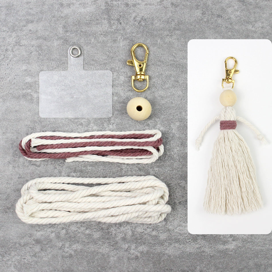 Girl Weaving Keychain Craft Kit Macrame Kit | Fringe Skirt | DIY Valentine's Gift, Beginner-DIY