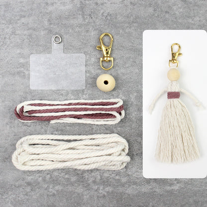 Girl Weaving Keychain Craft Kit Macrame Kit | Fringe Skirt | DIY Valentine's Gift, Beginner-DIY