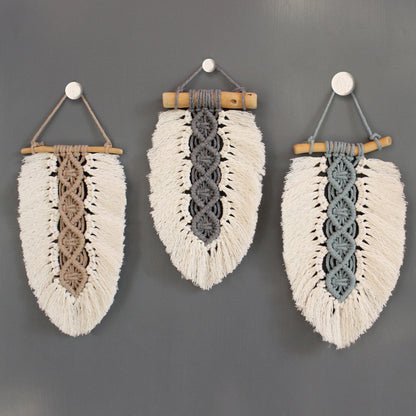 Macrame Kit Leaf Fringe Tapestry Weaving Kit | colour Leaf Vein Pattern | Customizable Leaf Shape | Bedroom/Living Room Decor | Beginner-Friendly