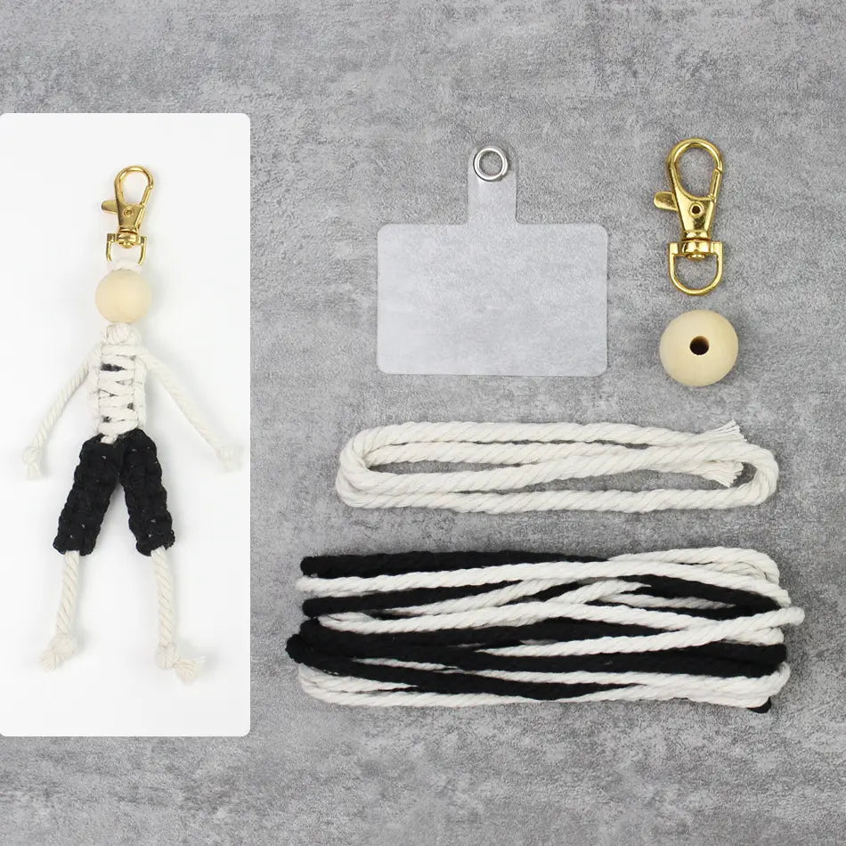 Macrame Kit for Beginners | DIY Boy Figure Macrame Keychain Craft Kit