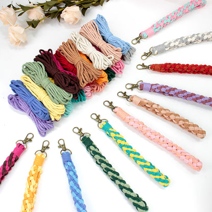 Macrame Kit Diagonal Half-Knot Keychain Weaving Kit | Multi-Colors (Gradient/Contrast) | 2-Color Wrapping | Wristband/Anti-Lost Strap | Beginner-Friendly