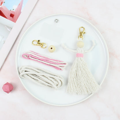 Girl Weaving Keychain Craft Kit Macrame Kit | Fringe Skirt | DIY Valentine's Gift, Beginner-DIY