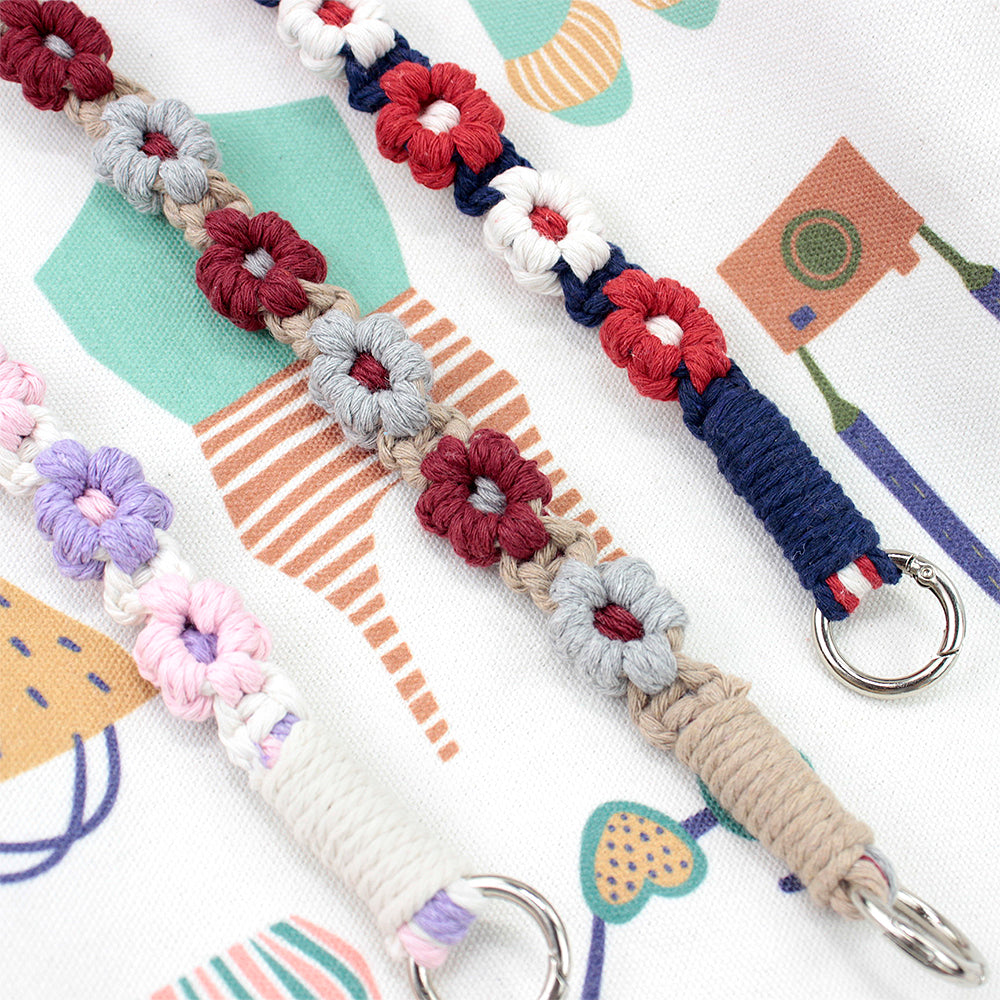Macrame Kit Daisy Phone Lanyard Weaving Kit | Multi-Colors | Spaced-Color Daisy Pattern | Camera Lanyard/Anti-Lost Strap | Beginner-Friendly