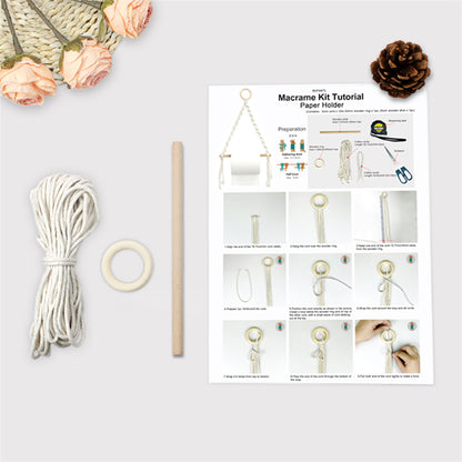 Macrame Kit Toilet Paper Holder Weaving Kit | Bohemian Style | Dual-Use: Paper/Spool Holder | High Style | Beginner-Friendly