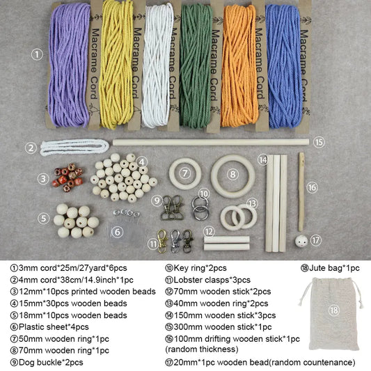 Macrame Kit for Beginners, Boho Multi-Style Macrame Combo Kit, Handmade Gift