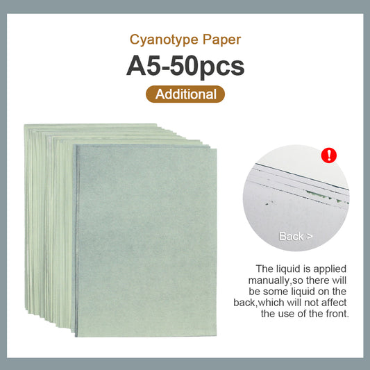 Cyanotype Set A5 Cyanotype Paper 50-Sheet Bulk Refill Sun Printing Paper DIY Supplies For Interest Classes/Stall Wholesale Plant Printing/Decorative Painting Making
