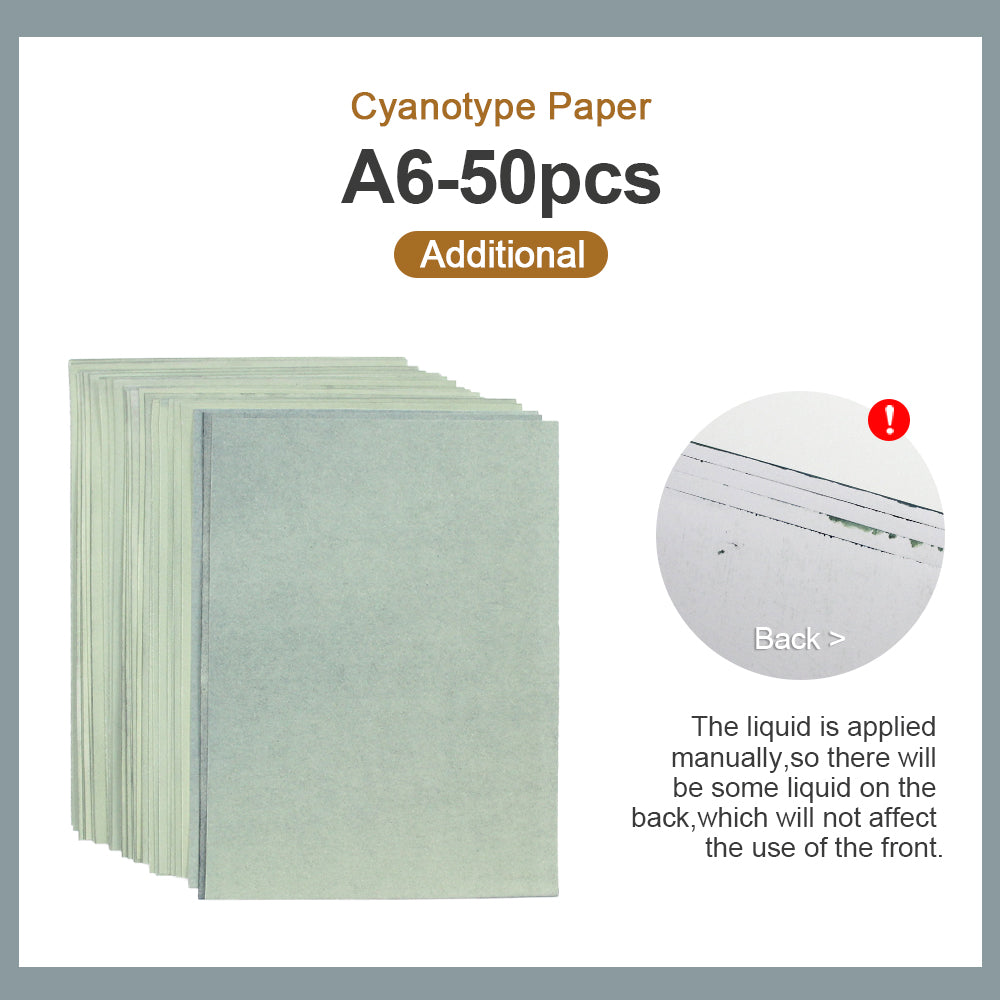 Cyanotype Set A6 Cyanotype Paper 50-Sheet Bulk Refill Sun Printing Paper DIY Supplies For Interest Classes/Stall Wholesale Bookmark/Creative Card Making