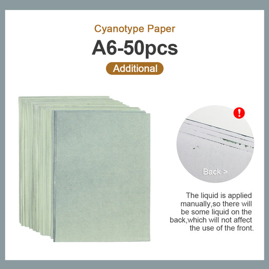 Cyanotype Set A6 Cyanotype Paper 50-Sheet Bulk Refill Sun Printing Paper DIY Supplies For Interest Classes/Stall Wholesale Bookmark/Creative Card Making