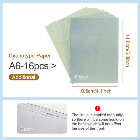 A6 Cyanotype Paper Refill (16 Sheets) Sun Art Paper Vintage Printing Kit Cyanotype Set Compatible With Existing Tools For Enthusiasts' Crafts