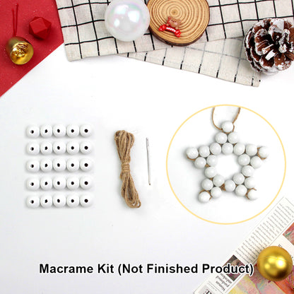 Macrame Kit Christmas Wooden Bead Star Weaving Kit | Single-Color Beads | Symmetrical & Plump | Multi-Scene Decor | Beginner-Friendly| Car/Home Use