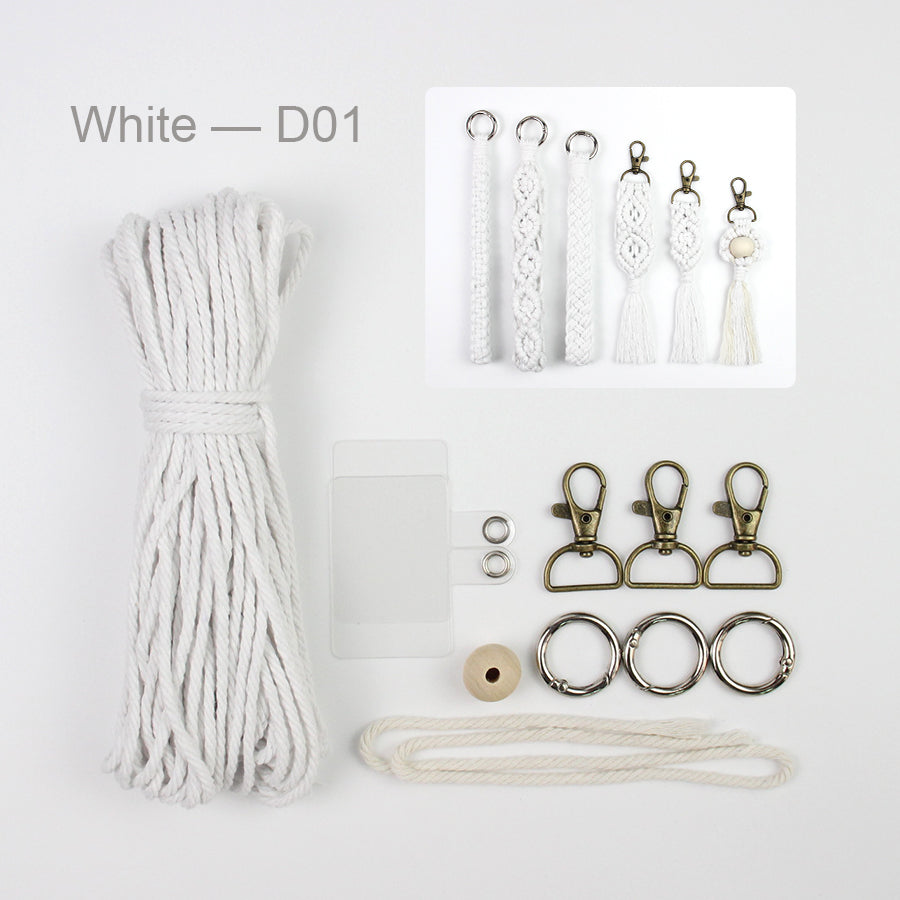 6-Piece Keychain Macrame DIY Kit - Handmade Weaving Supplies with English Tutorial | Craft Set for Multiple Keychains