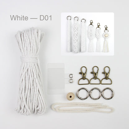 6-Piece Keychain Macrame DIY Kit - Handmade Weaving Supplies with English Tutorial | Craft Set for Multiple Keychains