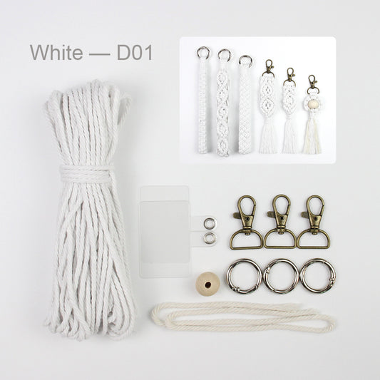 6-Piece Keychain Macrame DIY Kit - Handmade Weaving Supplies with English Tutorial | Craft Set for Multiple Keychains
