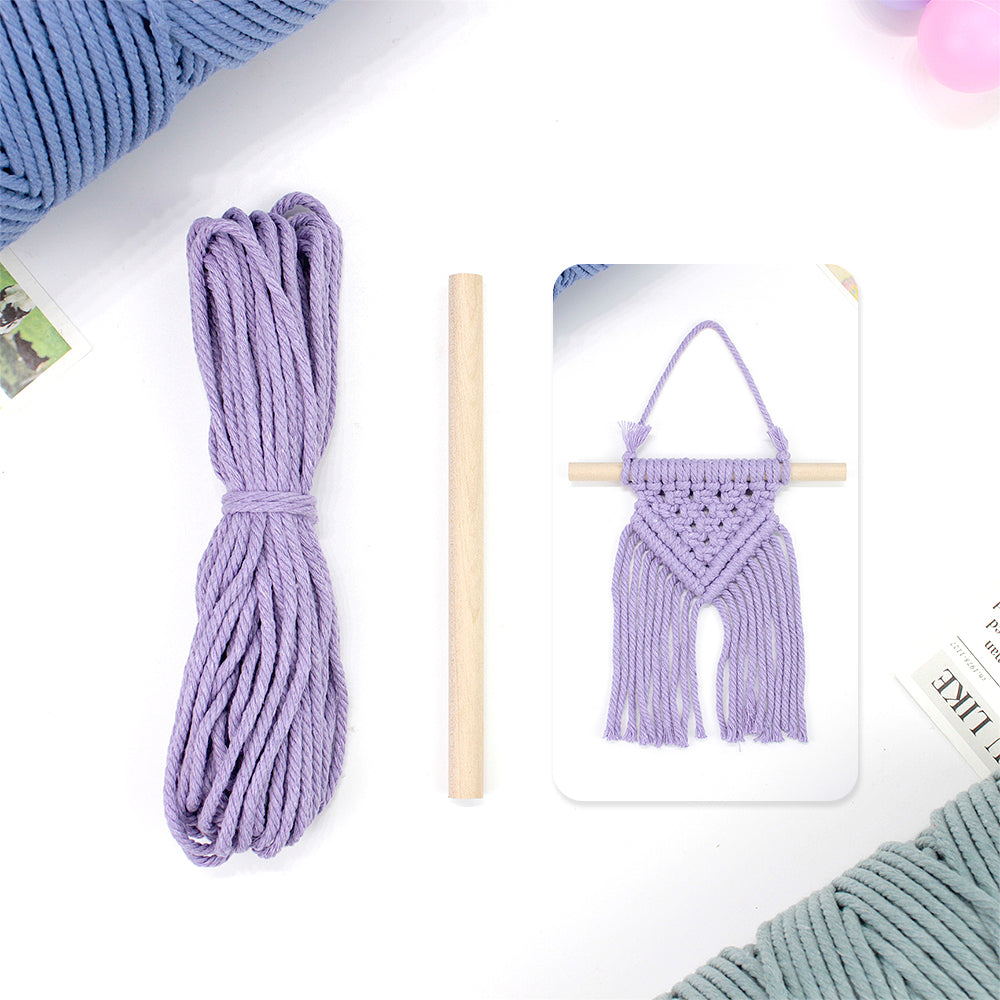 Macrame Kit Dopamine Mini Tapestry Weaving Kit | Triangle Body+Bottom Fringes | Multi-Color Option | Bedroom/Living Room Decor | Beginner-Friendly