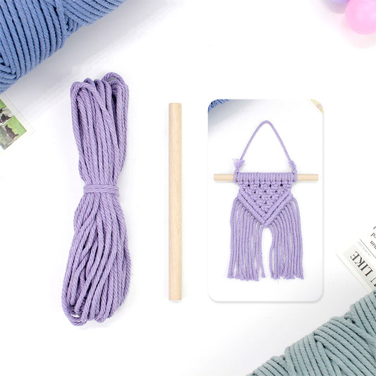 Macrame Kit Dopamine Mini Tapestry Weaving Kit | Triangle Body+Bottom Fringes | Multi-Color Option | Bedroom/Living Room Decor | Beginner-Friendly