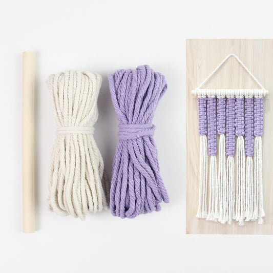 Macrame Kit Colorful Fringe Tapestry Weaving Kit | Dopamine Colors | Colorful Flat Knots+Natural Fringes | Bedroom/Living Room Decor | Beginner-Friendly