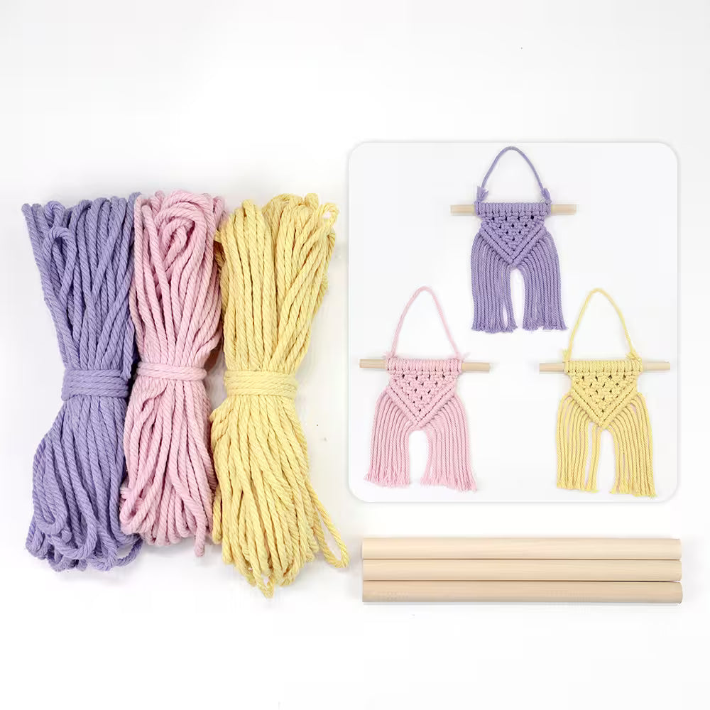 Macrame Kit for Beginners, Boho Mini Wall Hanging 3Pcs DIY Kit for Home Decor & Gifts