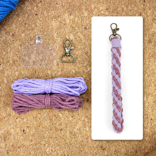 Macrame Kit Diagonal Half-Knot Keychain Weaving Kit | Multi-Colors (Gradient/Contrast) | 2-Color Wrapping | Wristband/Anti-Lost Strap | Beginner-Friendly