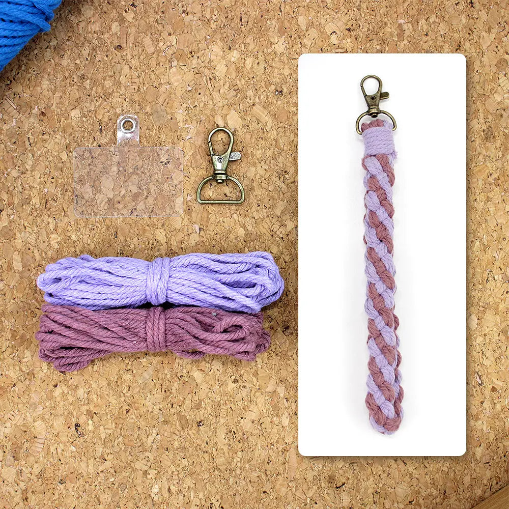 Macrame Kit for Beginners | DIY Half‑Square Knot Macrame Keychain Wristband Craft Kit