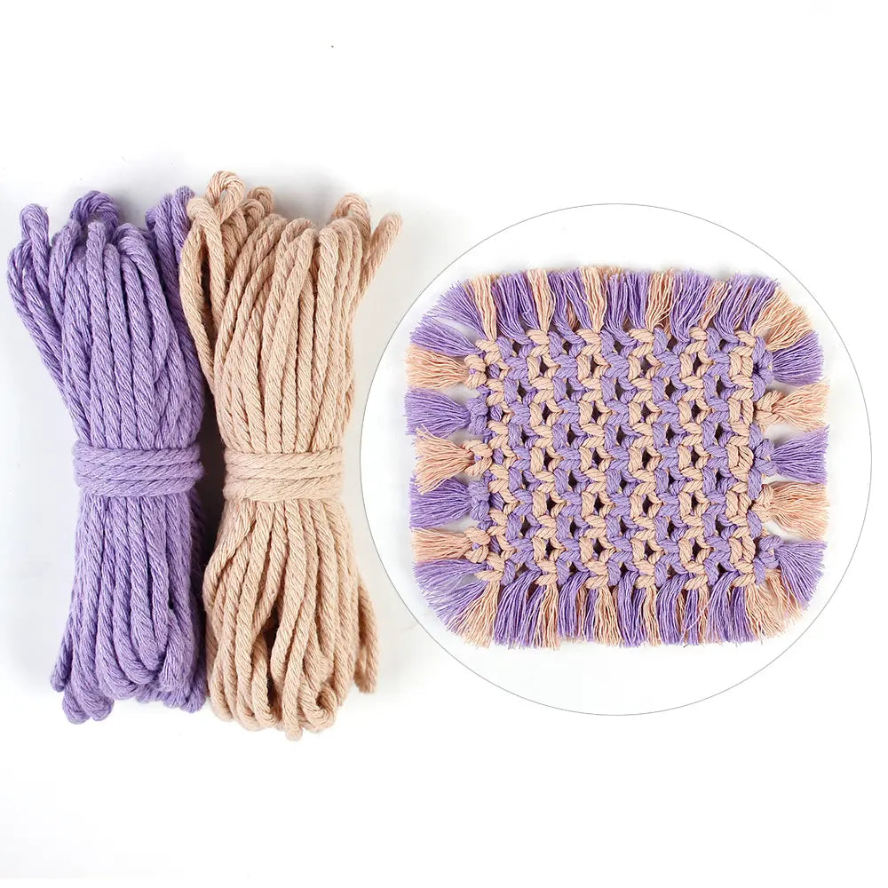 Macrame Kit for Beginners, Boho Square Tassel Coaster DIY Kit, Table Home Decor